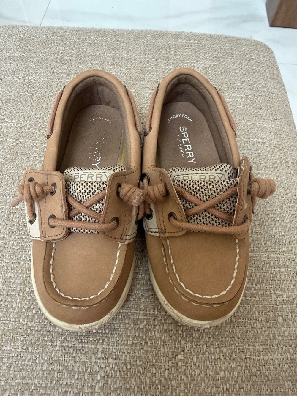 Sperry Tan Kids Leather Boat Shoes
